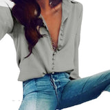 Zingj Hot Style New Irregular Solid Color V-Neck Sexy Breasted Long Sleeve Women's