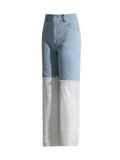 Zingj 2024 New Water Drill Hollow Out Fishing Net Hot Drill Design Sense Splicing Straight Leg Jeans Female Street Wind