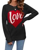 And Winter New Loose Love Letter Round Collar Knitted Shirt Long-Sleeved Sweater