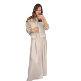 Zingj 2024 New Solid Color Mesh Splicing Coat Casual Wide-Leg Pants Suit Women-Outfit