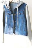 Denim Jacket Women Autumn Coat Ripped Hooded Outerwear Coats Windbreaker Basic Boyfriend Female Jeans