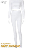 2023 Autumn Winter Hollow Out 2 Pieces Long Sleeve Crop Top High Waist Leggings Set Bodycon Streetwear Tracksuit