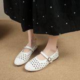 Hollow Mary Treasure Shoes Women 2025 Autumn Round Head Casual Button Button Single Shoe Trend Hit Female