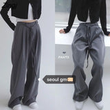 Women Long Wide Leg Fashion Mopping Drape Popular Loose Leisure Womens Office Ladies Sashes Breathable Minimalist Pure