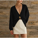Women's Explosive Minimalist Fashion V-Neck Button Knitted