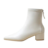 2025 New Korean Version Of The Sharp-Headed Short Boots Coarse Zipper And Martin Boots Fashion Women's