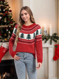 And Winter New Christmas Sweater Women Loose Knitted Green Pine Embroidered Clothes On The
