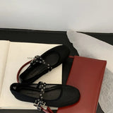 Mesh Sandals Women 2025 Spring And Summer New Cool One-Word Buckle With Round Head Flat Bottom Shallow Mouth Mary Jane Single