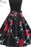 Polka Dot Summer Dress Women Floral Vintage Pin up Vestidos Robe Femme Casual A-line Sleeveless V Neck Sexy Party