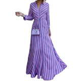 Spot 2025 Autumn New Women's Fashion Long Sleeve Temperament In The Long Striped