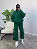 Women's Plus Velvet Set Fashion Simple Long-Sleeved Sweater Pure Color Sports Suit