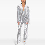 Spring And Summer New Star Fashion A Buckle Mesh Lintel Suit Trousers Set Two