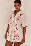 Zingj Spring And Summer New 3D Stereo Embroidery Comfortable Casual Shirt Short