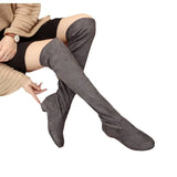 Long Boots Women's New Round Head High Cylinder Two Wearing Elastic Boots Flat Emvelvet Large Size Women's