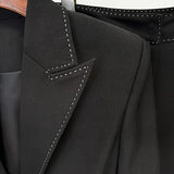 New Star Fashion Beads Edge Trim Belt Suit Trousers Set Two-Piece