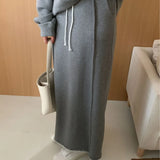 Autumn And Winter New High-Waisted Cotton Comfortable Half-Body Skirt Hot Straight Knitted Long