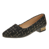 And South Korea Large-Size Cloth Low Heel Single Shoes Women's Light-Mouthed Tip Flat Bottoms To Spell Lazy Bean Shoes