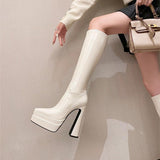 Waterproof Table For The Autumn And Winter Of 2025, Beige Ultra-High-Heeling Boots And Thin