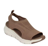 Spring And Summer New Hollow Leisure Large-Size Thick-Soled Women's Sandals Breathable Knitted Fish Mouth Flat