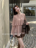Xixi 2025 Autumn White Label Thin Temperament Lotus Leaf V Collar Chiffon Shirt Long-Sleeved Little Shirt Women