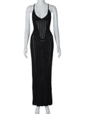 Zingj 2024 Spring / Summer Women's Temperament Sexy Back Hollow Out Lace Knit Sling Wrapped Hip