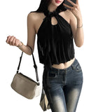 2024 Summer New Women's Clothing Niche Design Feeling Hanging Back Wave Decoration Small
