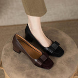 Small Fragrant Style Color High Heel Women 2025 Spring And Autumn New Thick Heel Anti-Slip Bow Retro Heel Single