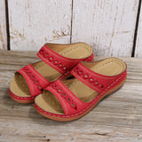 Large-Size Car Line Slippers 2025 New Women's Round Head Comfortable Slippers Slope Retro Cool
