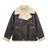 Faux Fur Double-sided Zipper Jacket-Outfit
