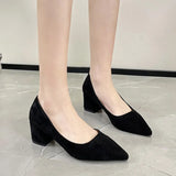 Interview Women's Shoes 2025 New Black Etiquette Student Work Single Shoes Thick Heel Civil Servant Formal High