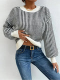 And Autumn Threaded Round-Neck Sweater Women's Jasmine Vertical Casual Knitting