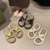 Slippers Women Wear Fashion 2025 New Pearl Decoration Cross With Seaside Holiday National Wind