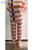 Piece Women Set 2023 New Arrival Summer Autumn Matching Sets Stripe Print Two Pieces Sets Top And Pants Suits Outfits