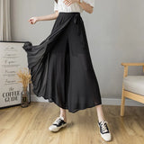 Women 2025 Early Spring New Korean Pressure Folded Skirt Broad Legs Long