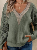 V-Neck Lace New Sweater Loose Casual Jacket Women's Knitwear