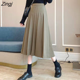 Women Midi Pleated Daily Solid Casual All-match Students Simple Fashion Popular School Girls Harajuku Sweet Юбка