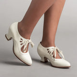 Hollow High Heel With Large-Size Single-Shoe Women's Sharp Leather Face Shallow Casual