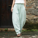 Cotton And Linen Loose Casual Stitching Solid Color