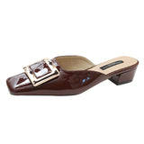 Women's Shoes Baotou Half Slippers Women Wear 2025 New Summer Korean Version Of The Thick Heel Cool Drag Square Muller