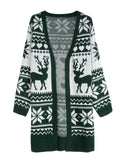 And Winter Sweater Women Christmas Elk Snowflake Embroidered Knitted Jacket