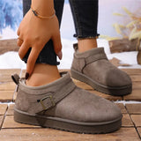 Bottom Snow Boots Women 2025 Winter New Fur Belt Buckle Warm And Velvet Anti-Slip Wearing Cotton