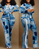 Autumn And Winter Independent Station Printing Trend Fashion Women's Wear 2-Piece Set From Stock 211-0-Outfit