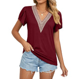 Elegant Hollow Out Blouse Fashion Summer Women Petal Short Sleeve Tops Women's Shirts 2023 Ladies Blouse Clothes