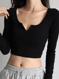 Rib Knit Long Sleeve Crop Top- Outfit