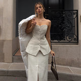 Selling Small Fragrant Style Chest Suit Dress With Open Half-Body Long Dress Temperament White Elegant Famous