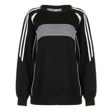 Preppy Contrast Color Splice Sweatshirt-Outfit