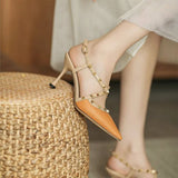 French Fine-Heeled High-Heeled High-Heeled Rivet Thorned Roman Sandals In The Summer Of