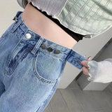 Zingj Jeans Women Fall 2024 Loose Wide-Leg Pants Straight And Long Size-Outfit