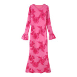 New Three-Dimensional Platt Flower Horn Sleeves Solid Long-Sleeved