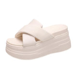 Rose Red Thick Bottom Round Head Slippers Pop Summer New Korean Version Cross With A Word Slope With